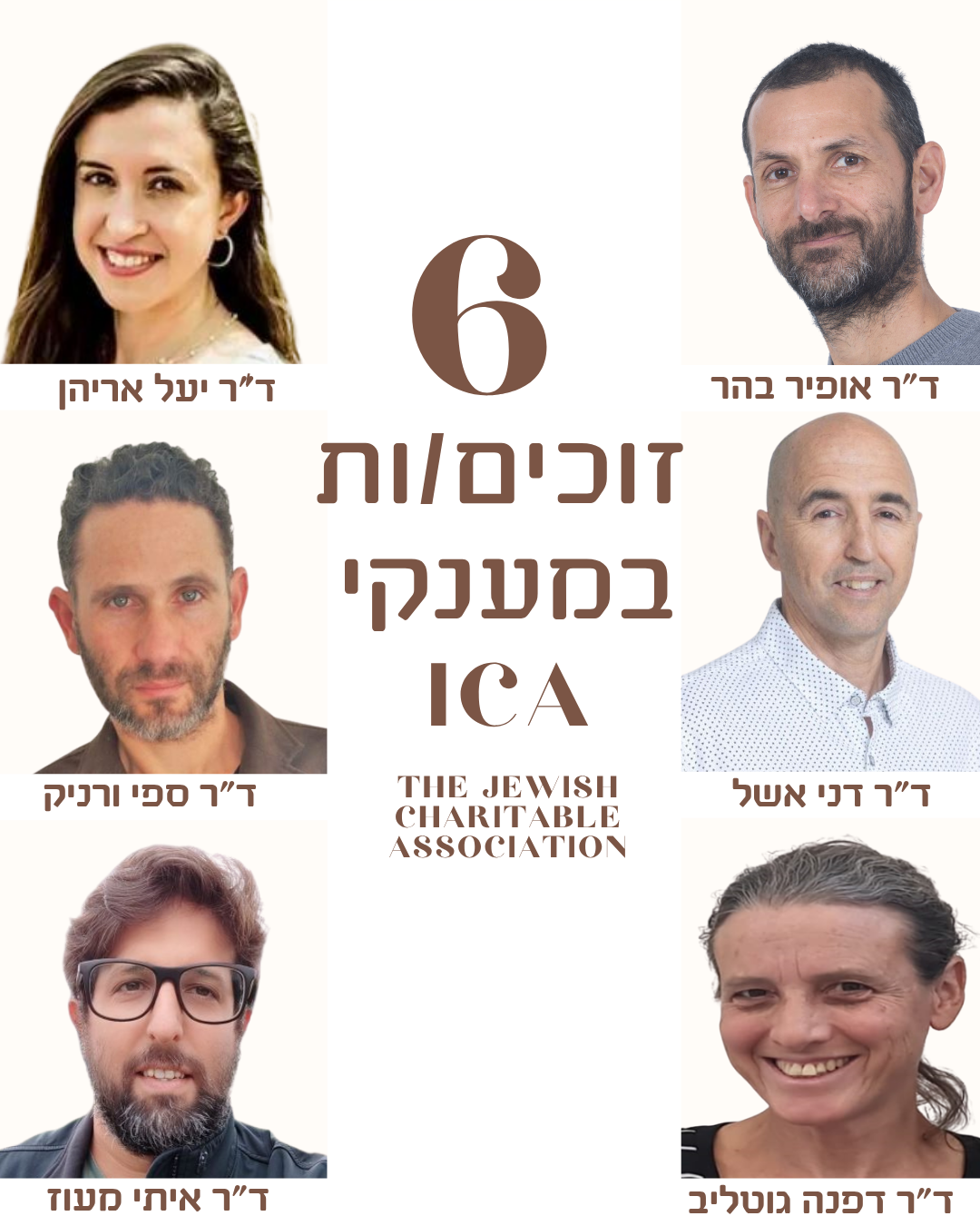6 זוכים/ות במענקי ICA (The Jewish Charitable Association)